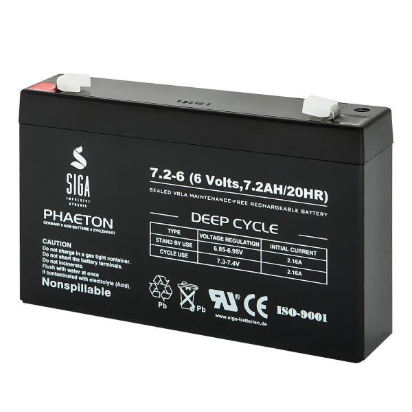 SIGA Phaeton AGM Deep Cycle Battery 7.2Ah 6V